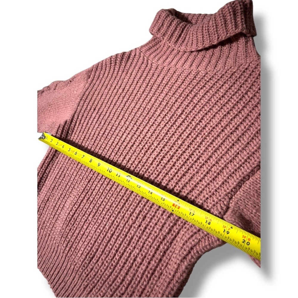 Vigoss Cozy Dusty Rose Rollover Knit Braided Sleeve Detail Turtleneck Sweater - Picture 13 of 16